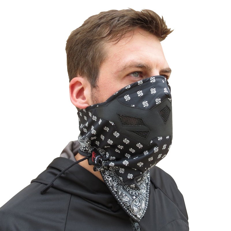 Grace Folly Half Face Mask for Cold Winter Weather. Use this Half Balaclava for Snowboarding, Ski, Motorcycle. (Many Colors)(Bandana- BW) - Image 1